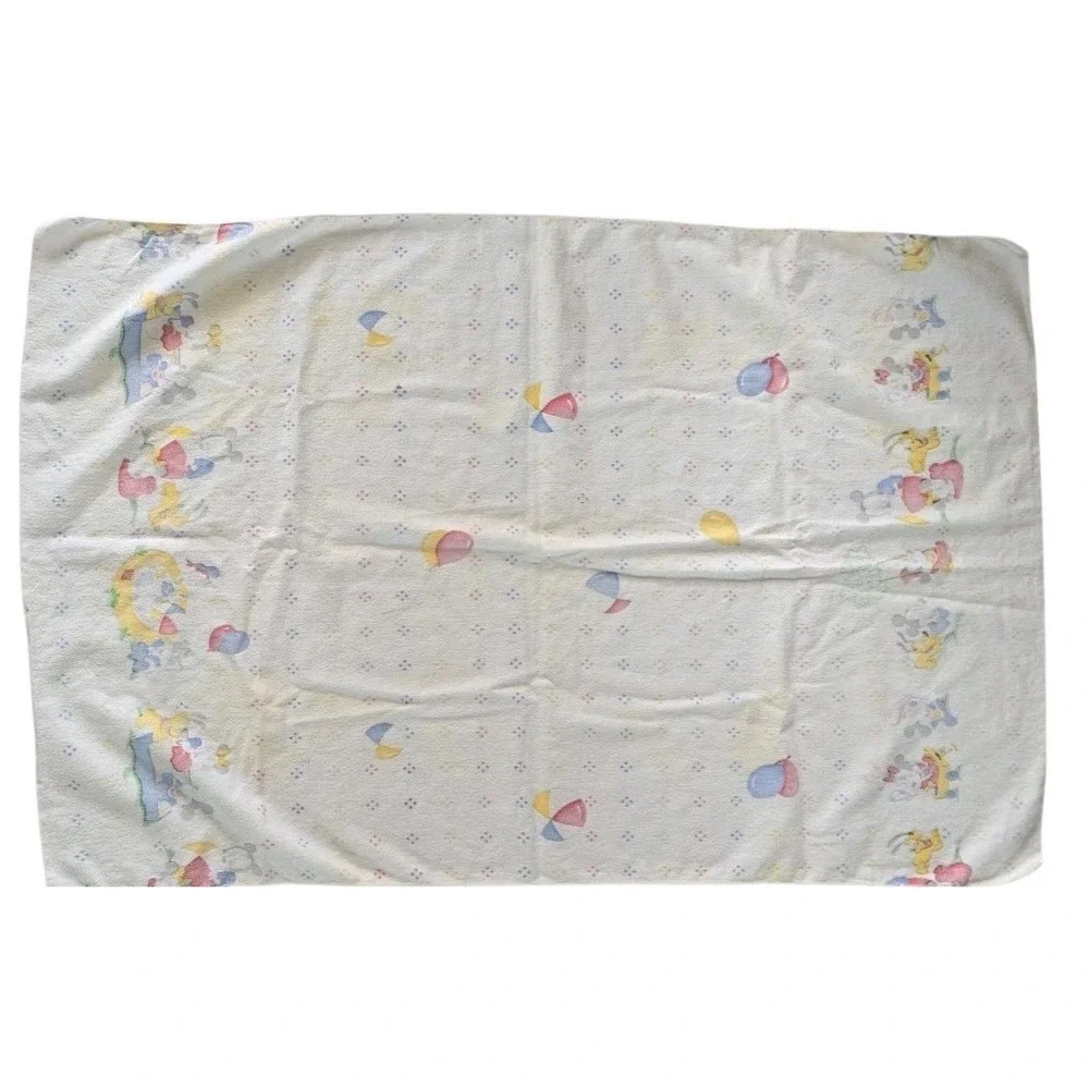 Vtg Dundee 1984 Disney Mickey Minnie Baby Cotton Receiving Blanket 38